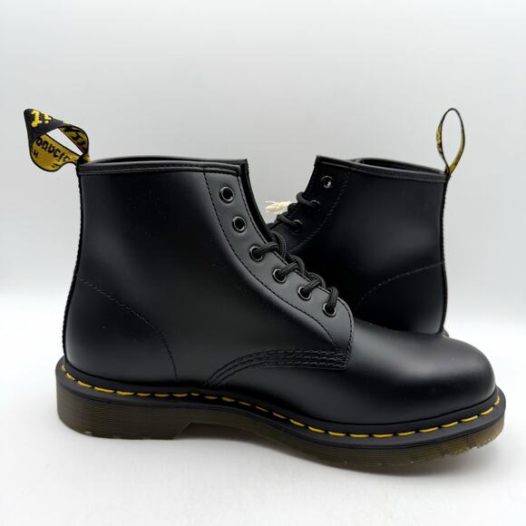 Dr. Martens 101 Yellow Stitch Ankle Boots Womens US 10 EU 42 Black Leather NWOB - Picture 5 of 13